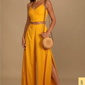 Mustard yellow lulus two piece jumpsuit
